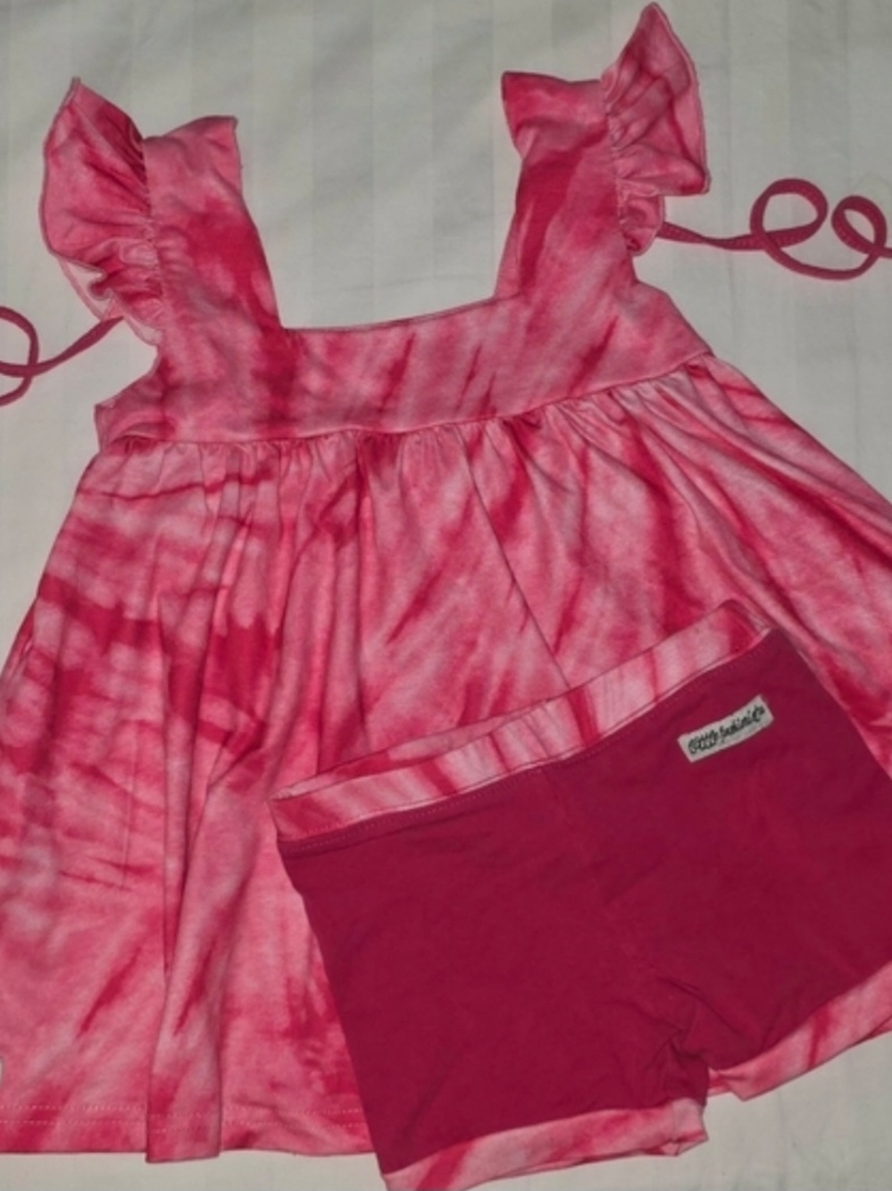 Kids Pink Tie-Dye Matching Tank Top & Shorts Set